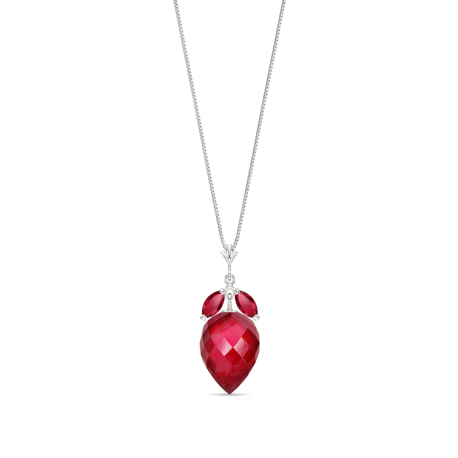 White Gold Pendant Necklace Ruby 10K — Graziella