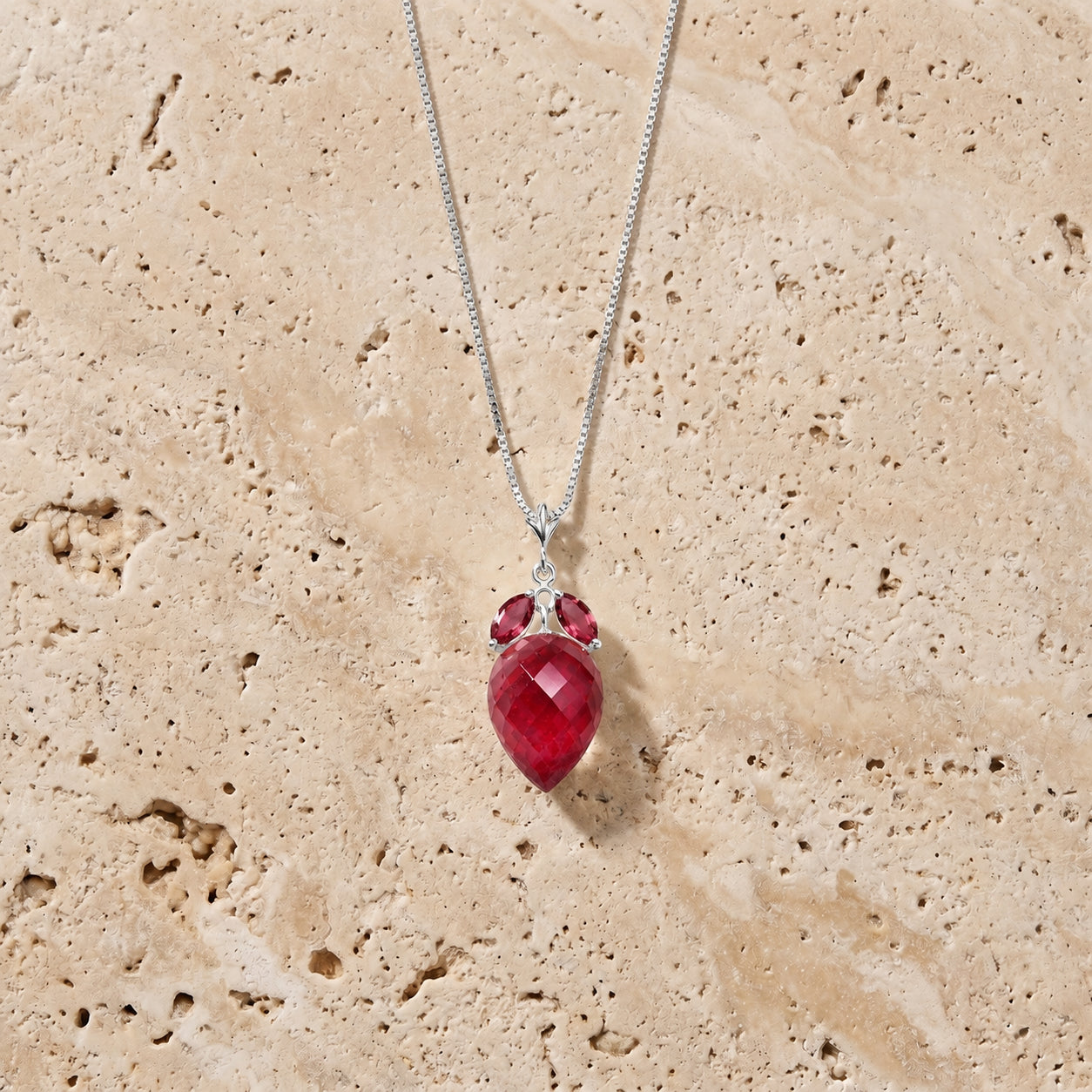 White Gold Pendant Necklace Ruby 10K — Graziella