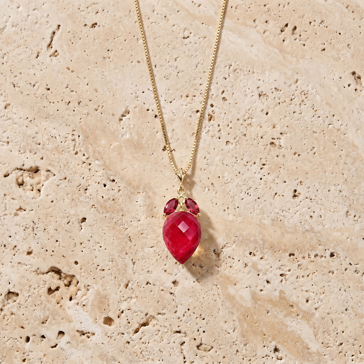 Yellow Gold Pendant Necklace Ruby 10K — Graziella