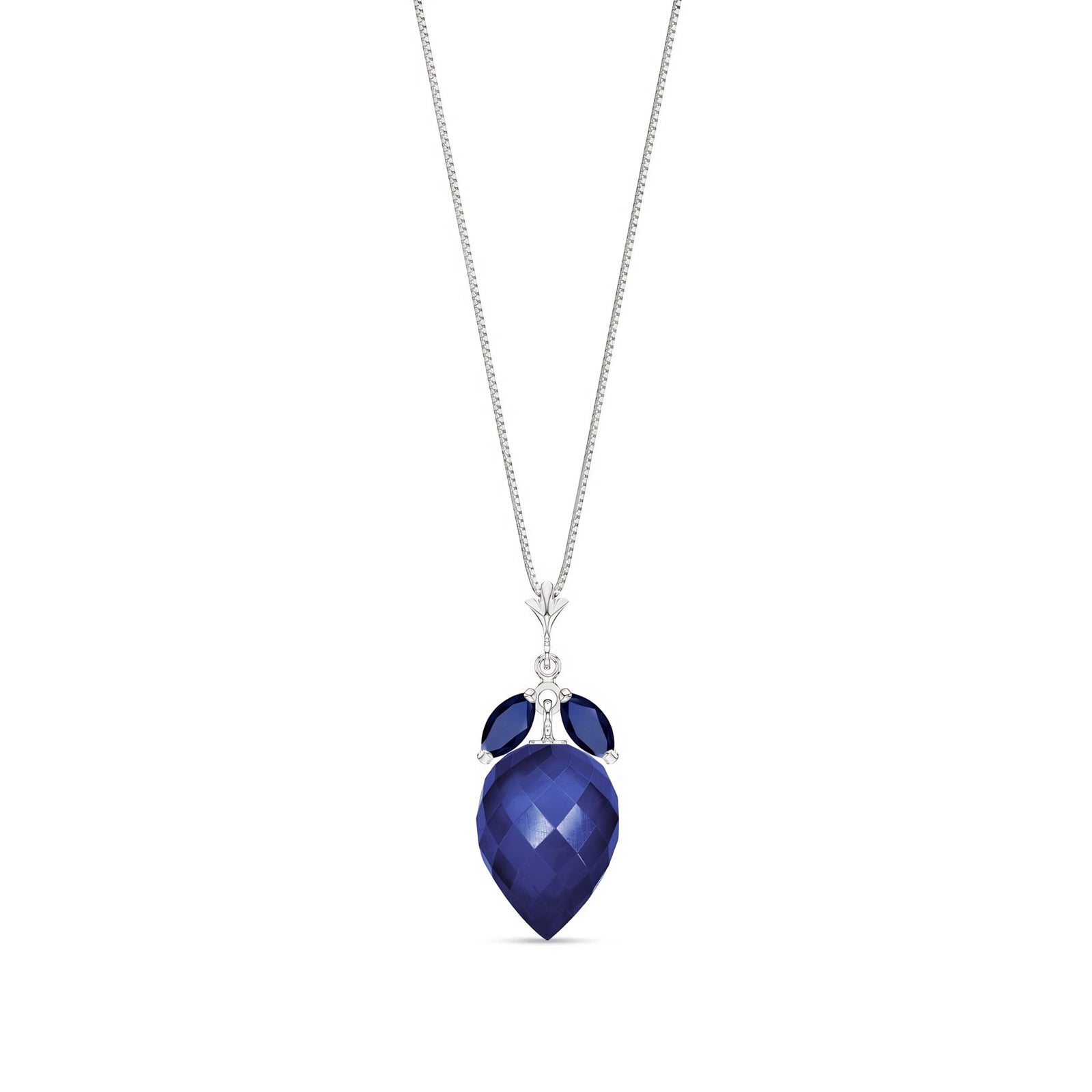 White Gold Pendant Necklace Sapphire 10K — Graziella