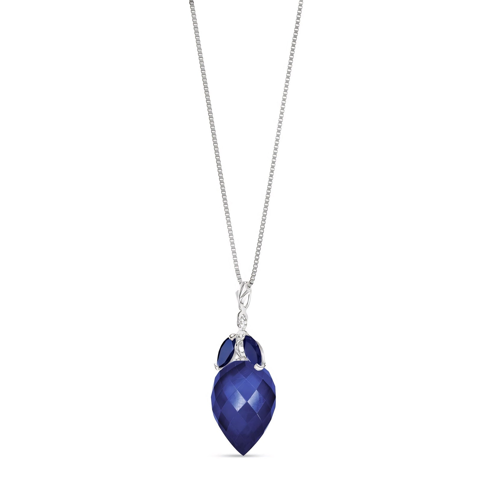 White Gold Pendant Necklace Sapphire 10K — Graziella
