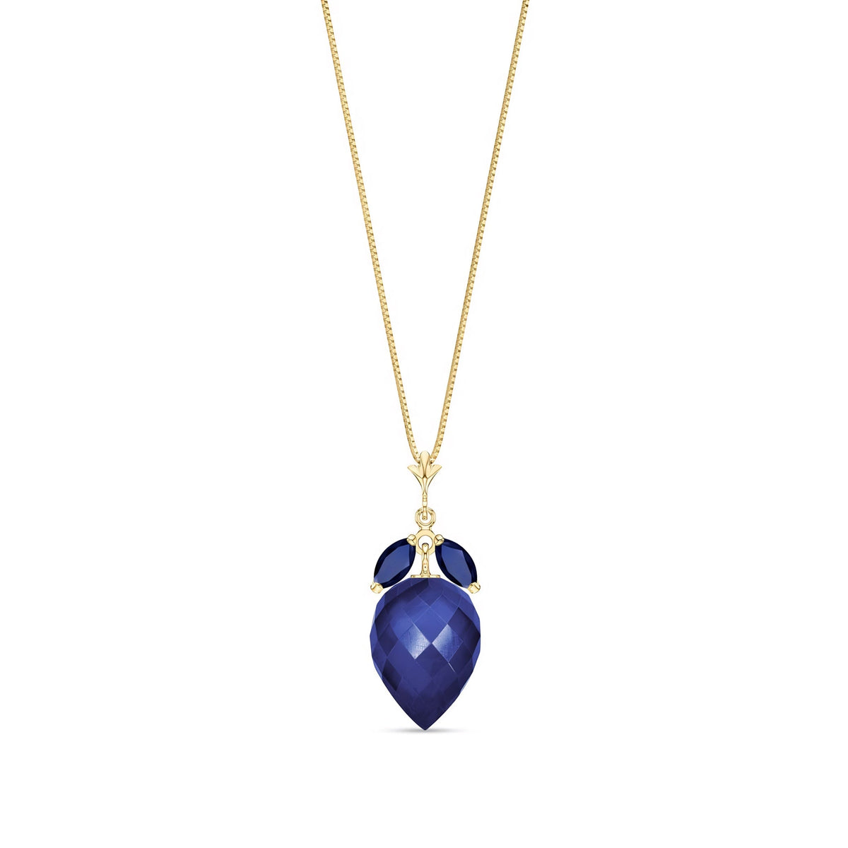 Yellow Gold Pendant Necklace Sapphire 10K — Graziella