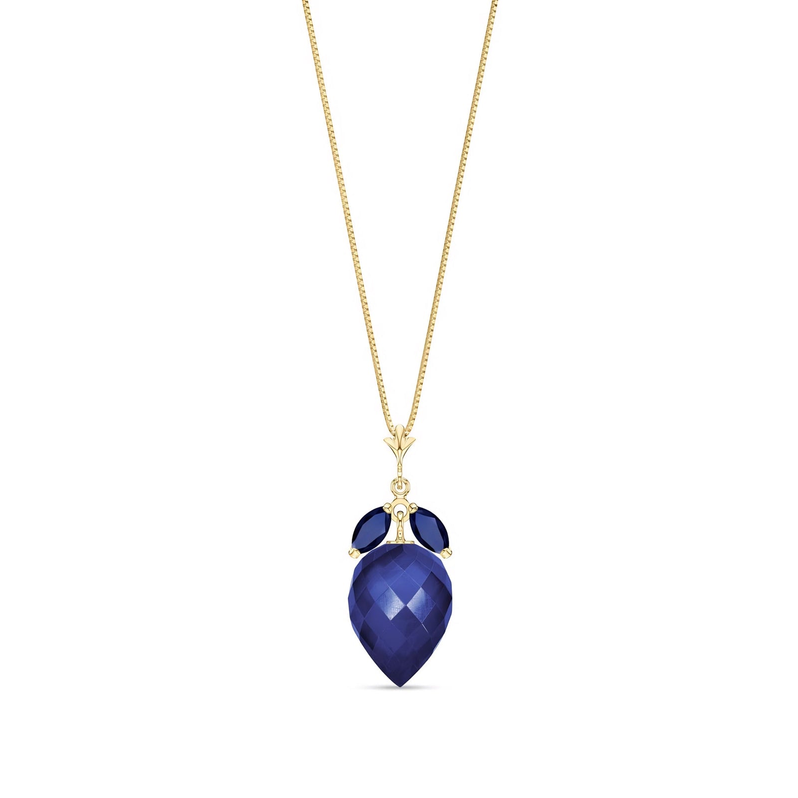 Yellow Gold Pendant Necklace Sapphire 10K — Graziella