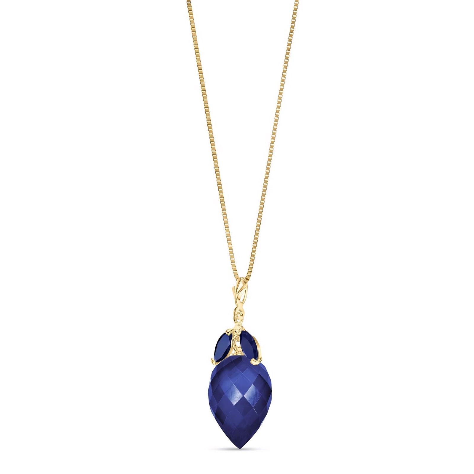 Yellow Gold Pendant Necklace Sapphire 10K — Graziella
