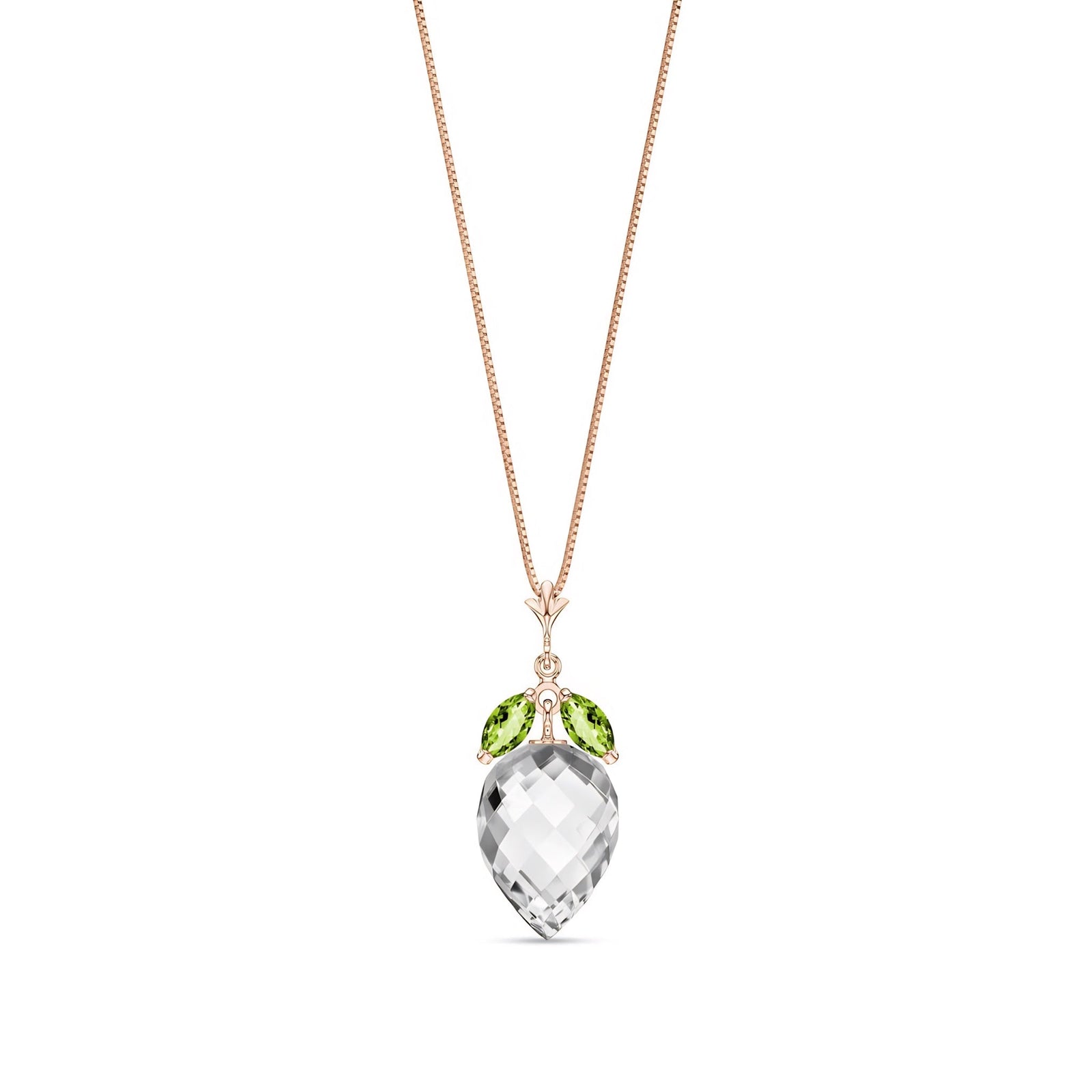 Rose Gold Pendant Necklace White Topaz 10K — Graziella