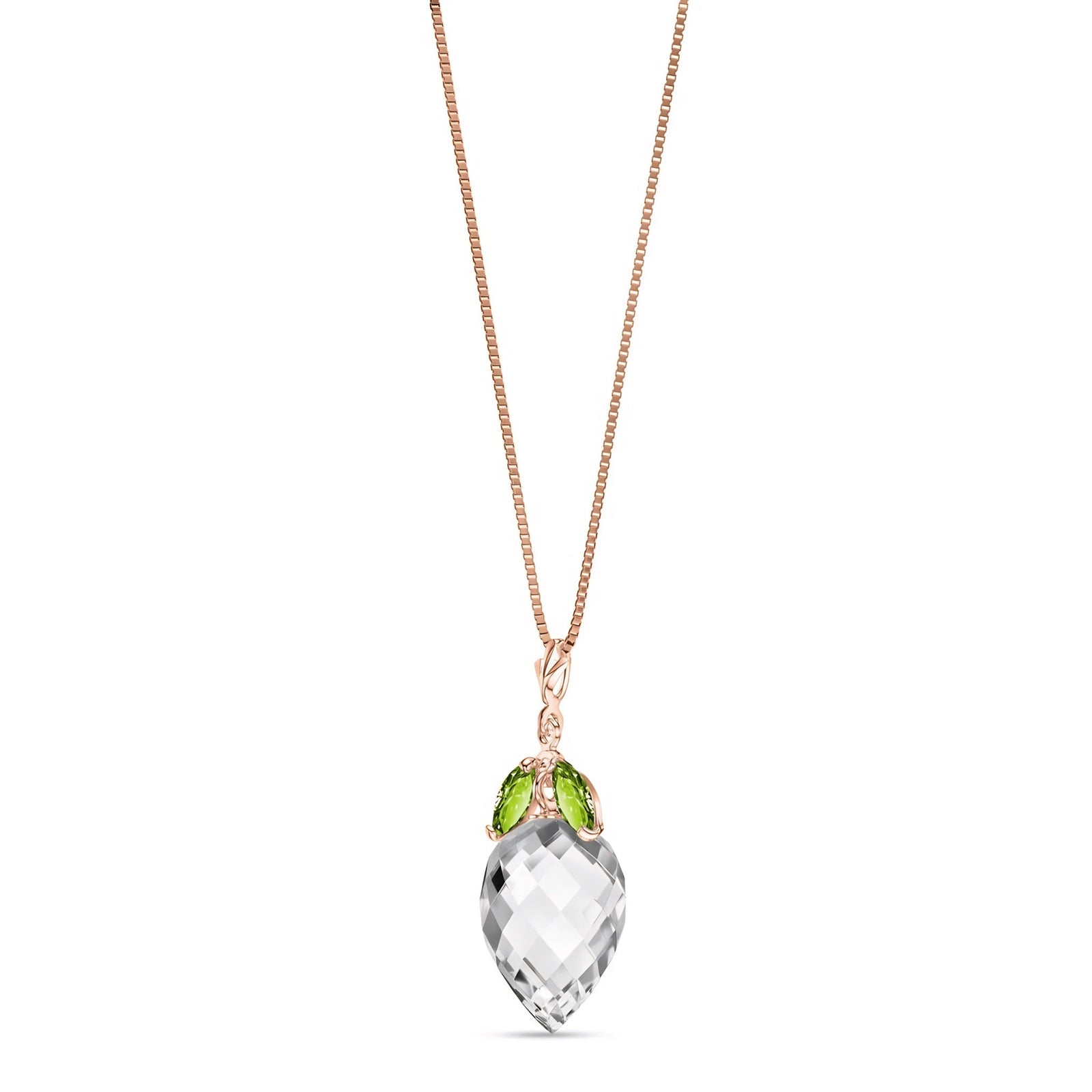 Rose Gold Pendant Necklace White Topaz 10K — Graziella