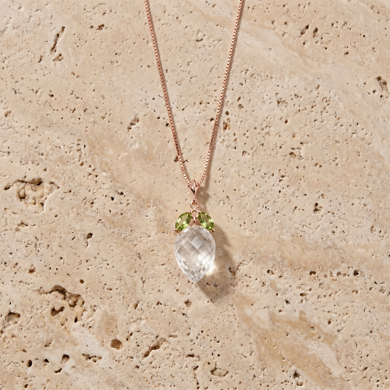 Rose Gold Pendant Necklace White Topaz 10K — Graziella