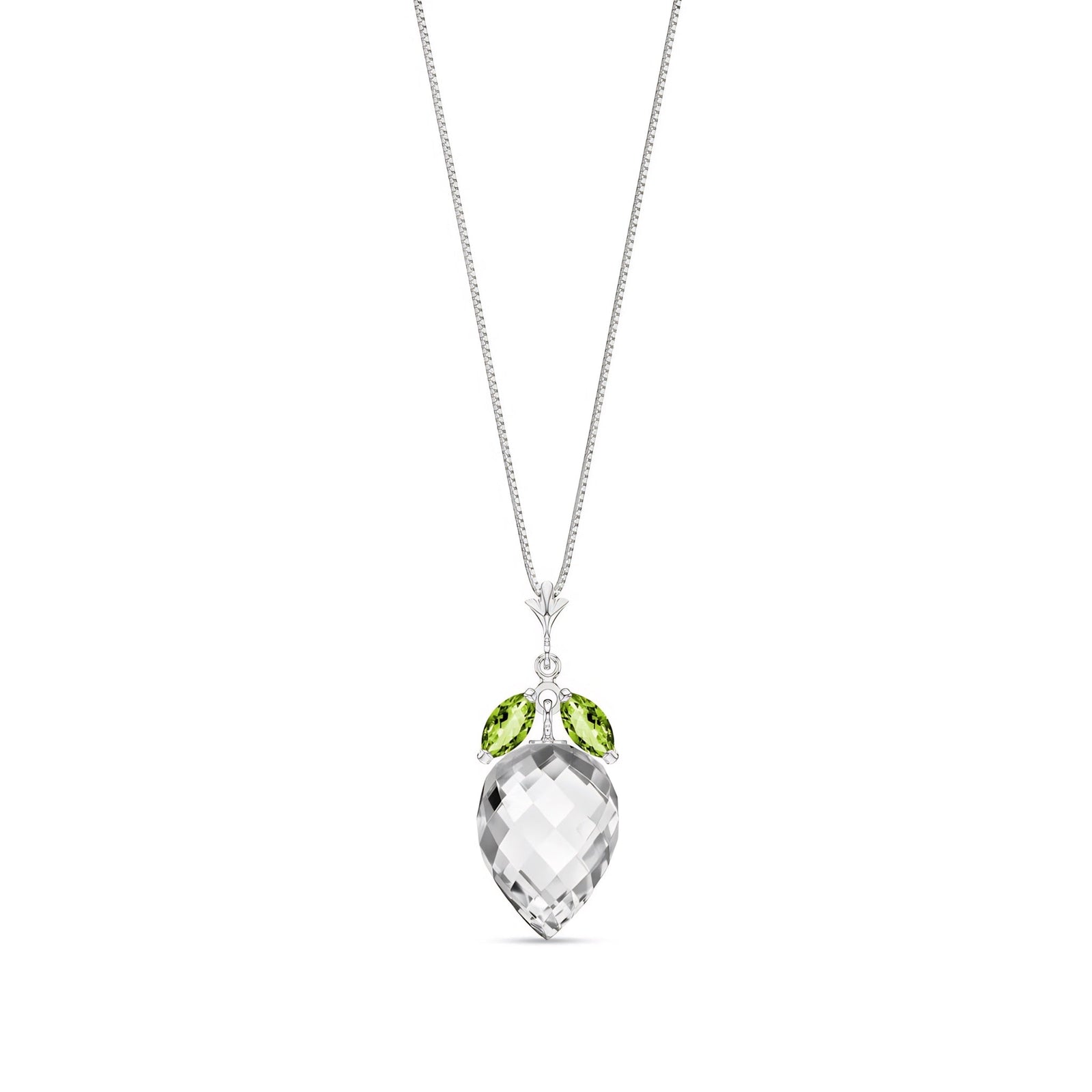 White Gold Pendant Necklace White Topaz 10K — Graziella