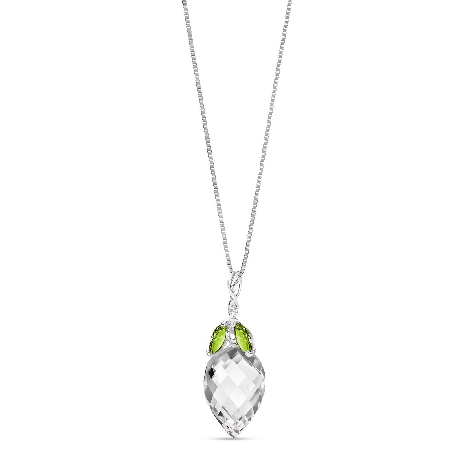 White Gold Pendant Necklace White Topaz 10K — Graziella