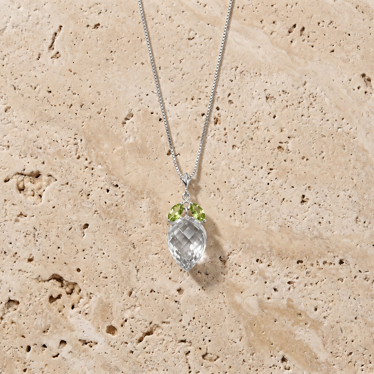 White Gold Pendant Necklace White Topaz 10K — Graziella