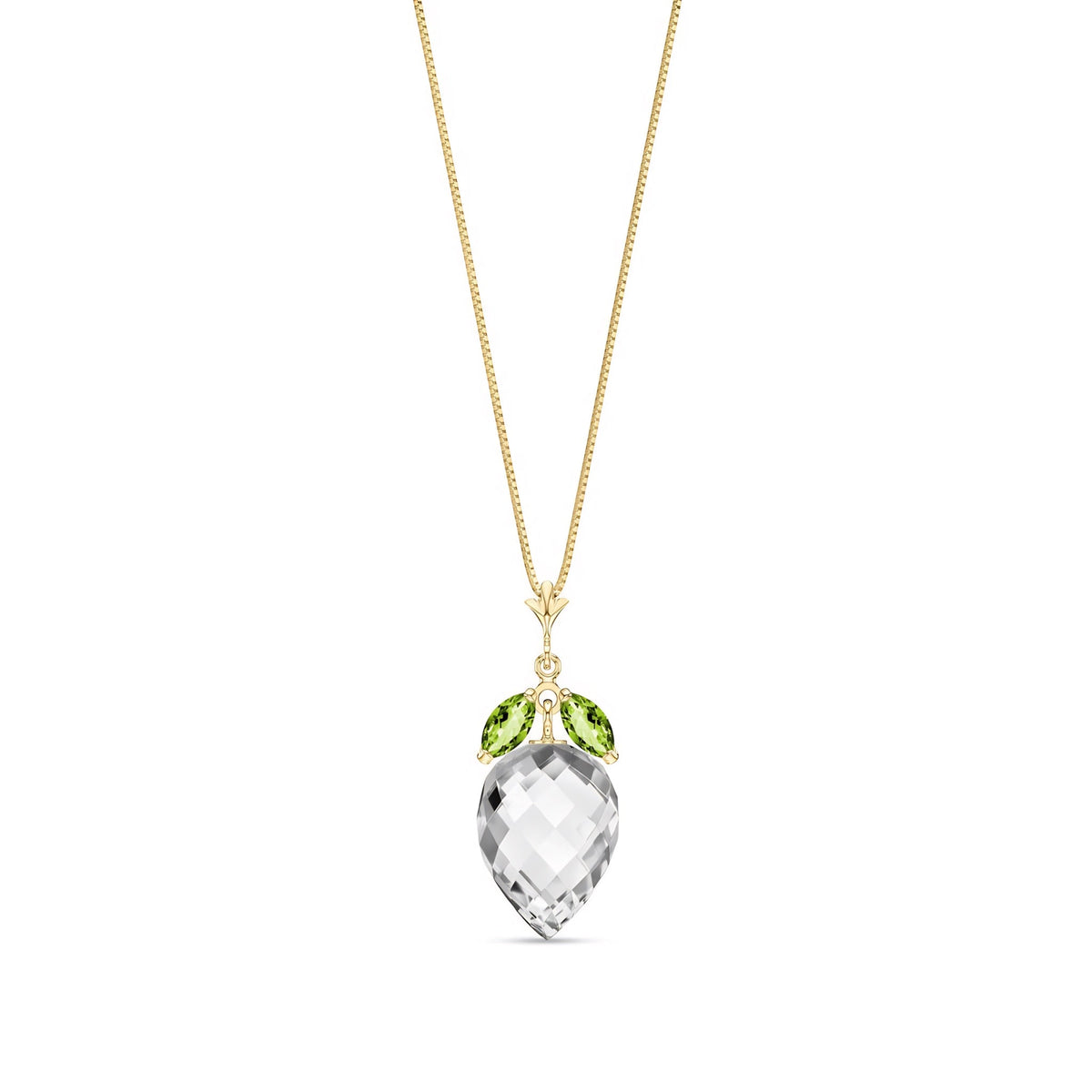 Yellow Gold Pendant Necklace White Topaz 10K — Graziella