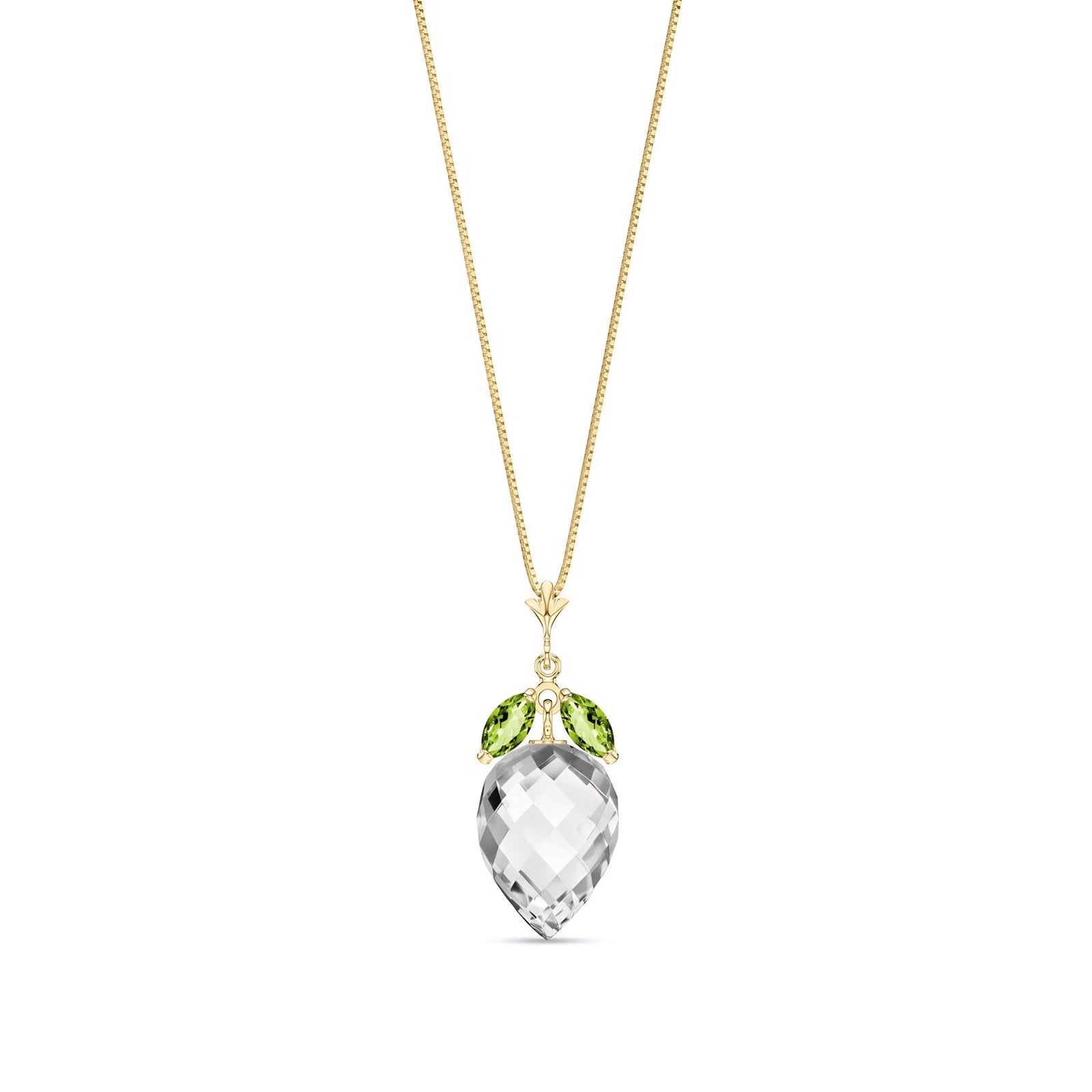 Yellow Gold Pendant Necklace White Topaz 10K — Graziella