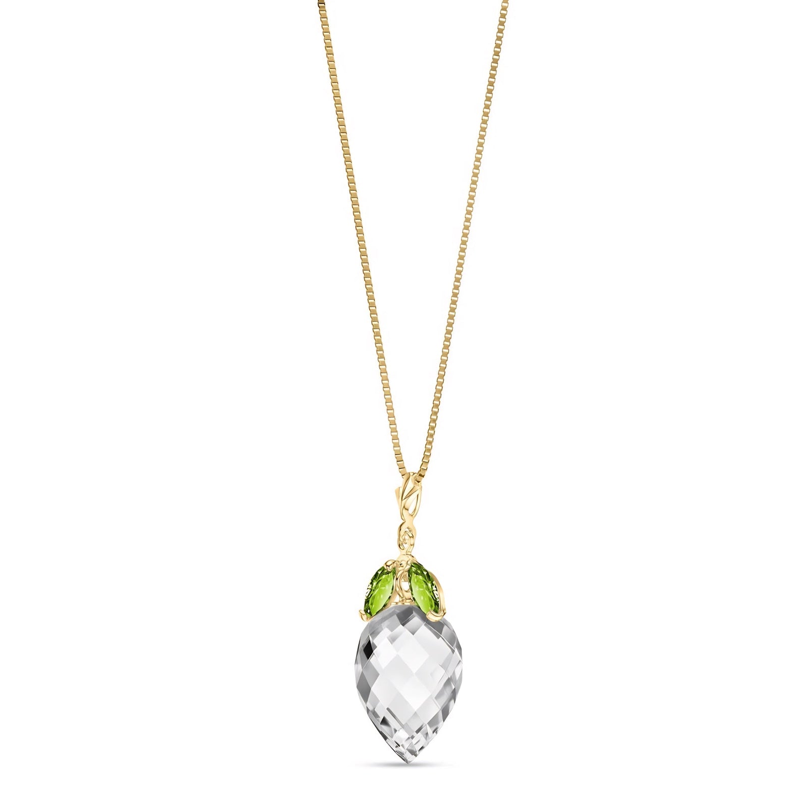 Yellow Gold Pendant Necklace White Topaz 10K — Graziella