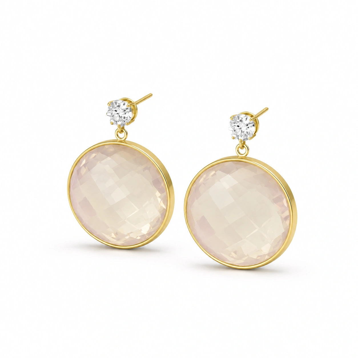 Yellow Gold Rose Quartz & Diamond — Mariaalbertina