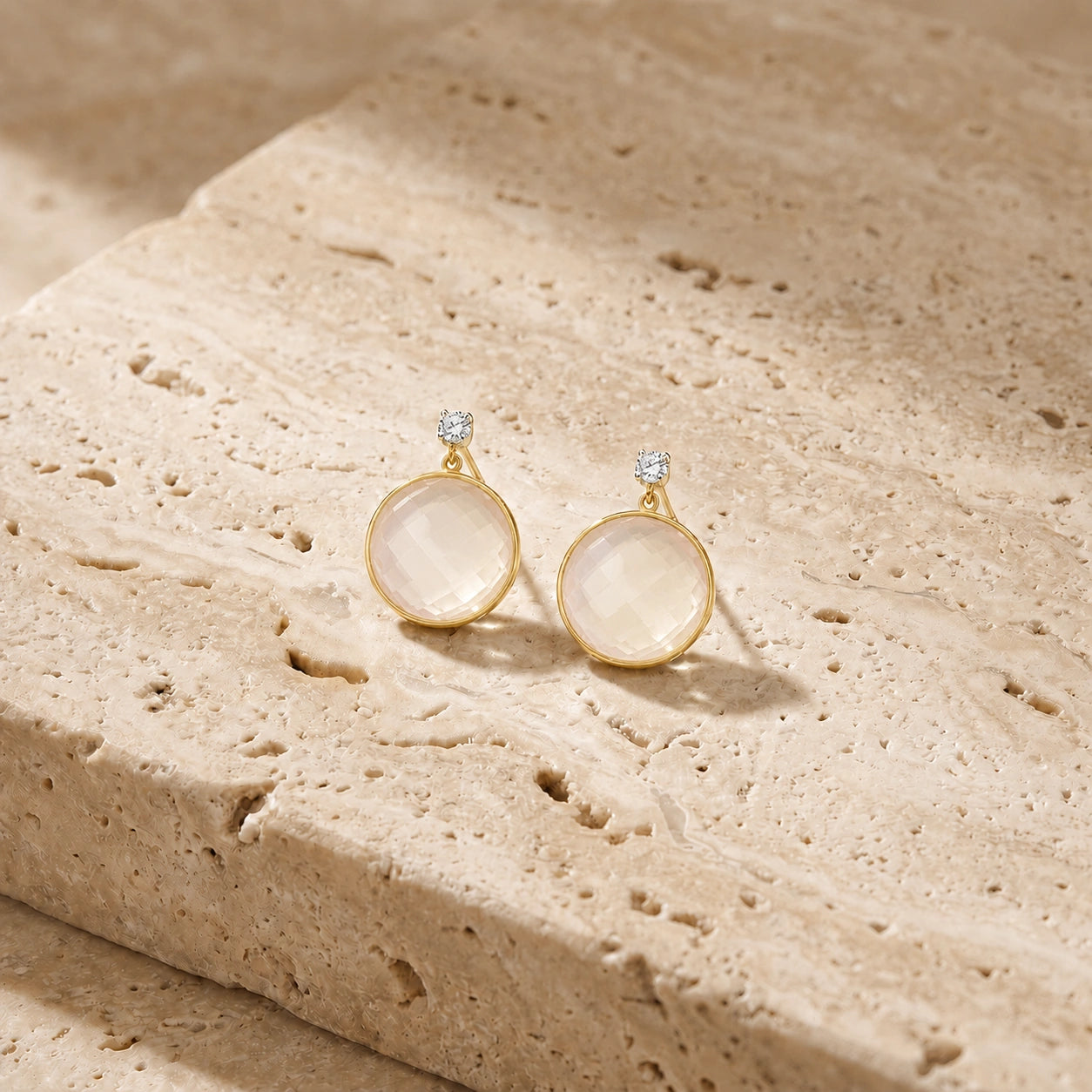 Yellow Gold Rose Quartz & Diamond — Mariaalbertina