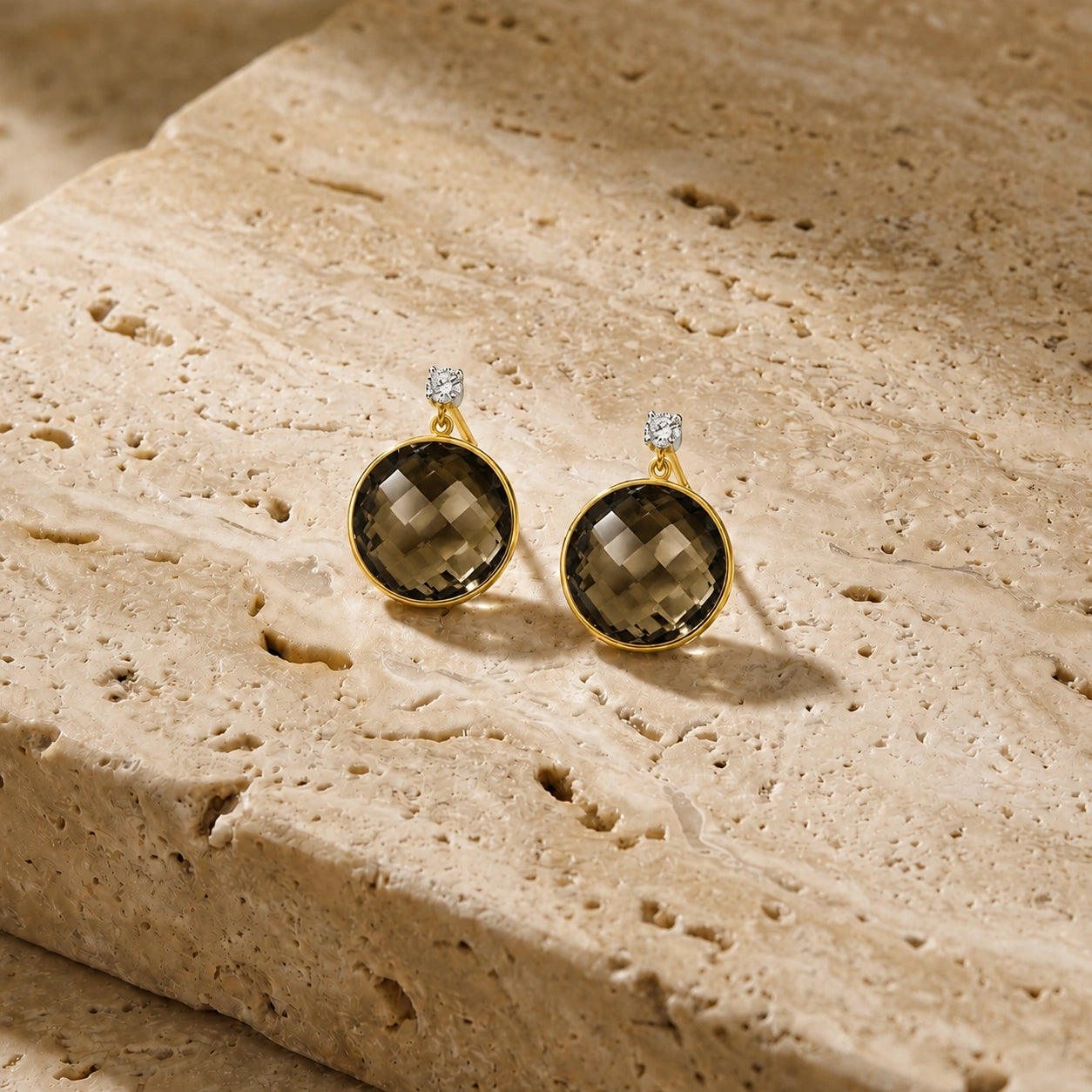 Yellow Gold Smoky Quartz & Diamond — Mariaalbertina