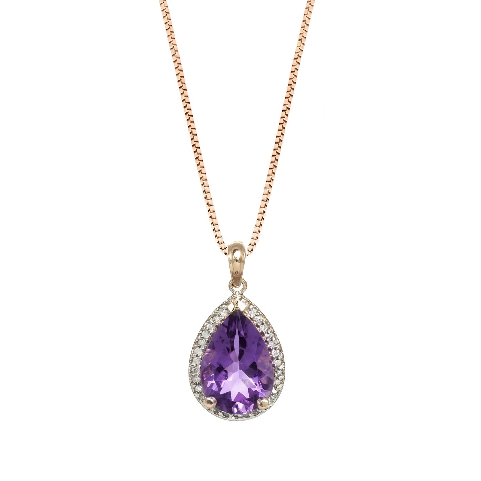 Rose Gold Pendant Necklace Amethyst 10K — Carmen