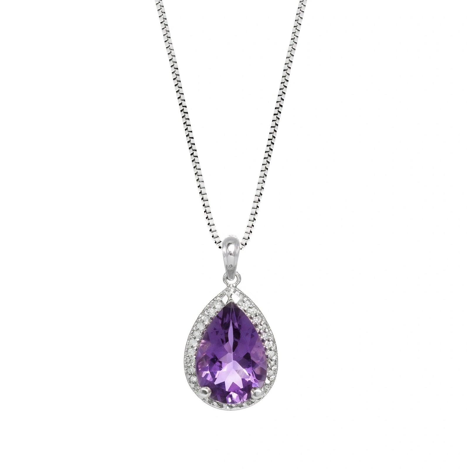 White Gold Pendant Necklace Amethyst 10K — Carmen