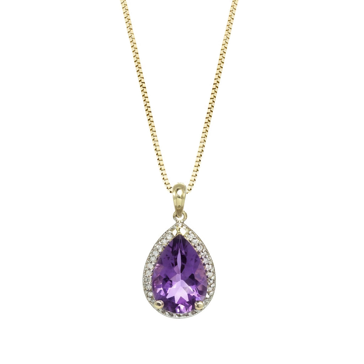 Yellow Gold Pendant Necklace Amethyst 10K — Carmen