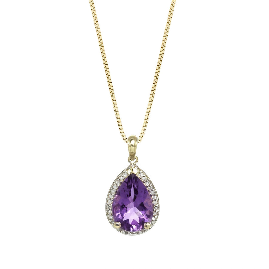 Yellow Gold Pendant Necklace Amethyst 10K — Carmen