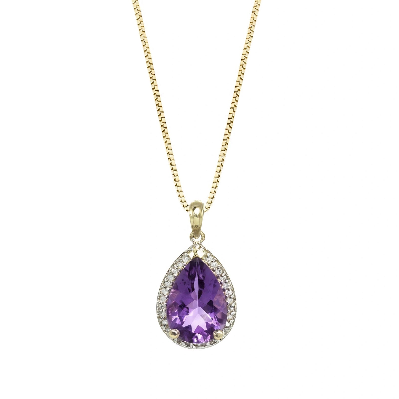 Yellow Gold Pendant Necklace Amethyst 10K — Carmen