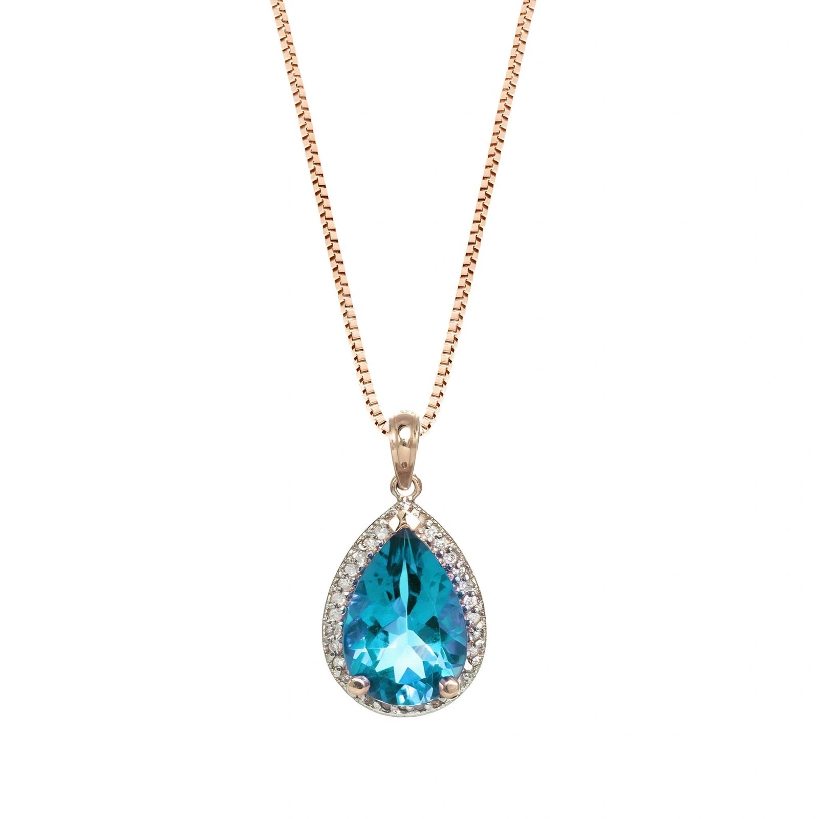 Rose Gold Pendant Necklace Blue Topaz 10K — Carmen