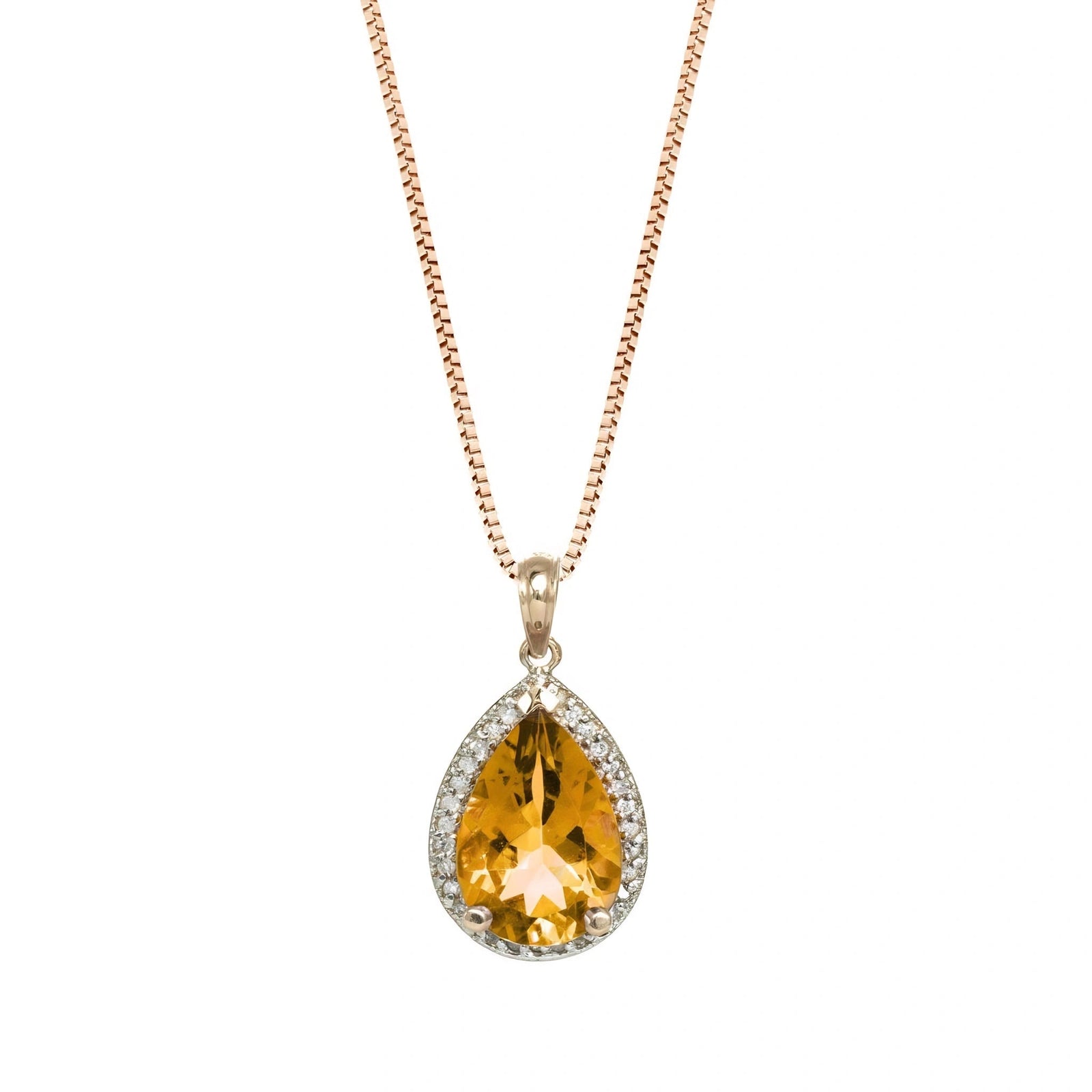 Rose Gold Pendant Necklace Citrine 10K — Carmen