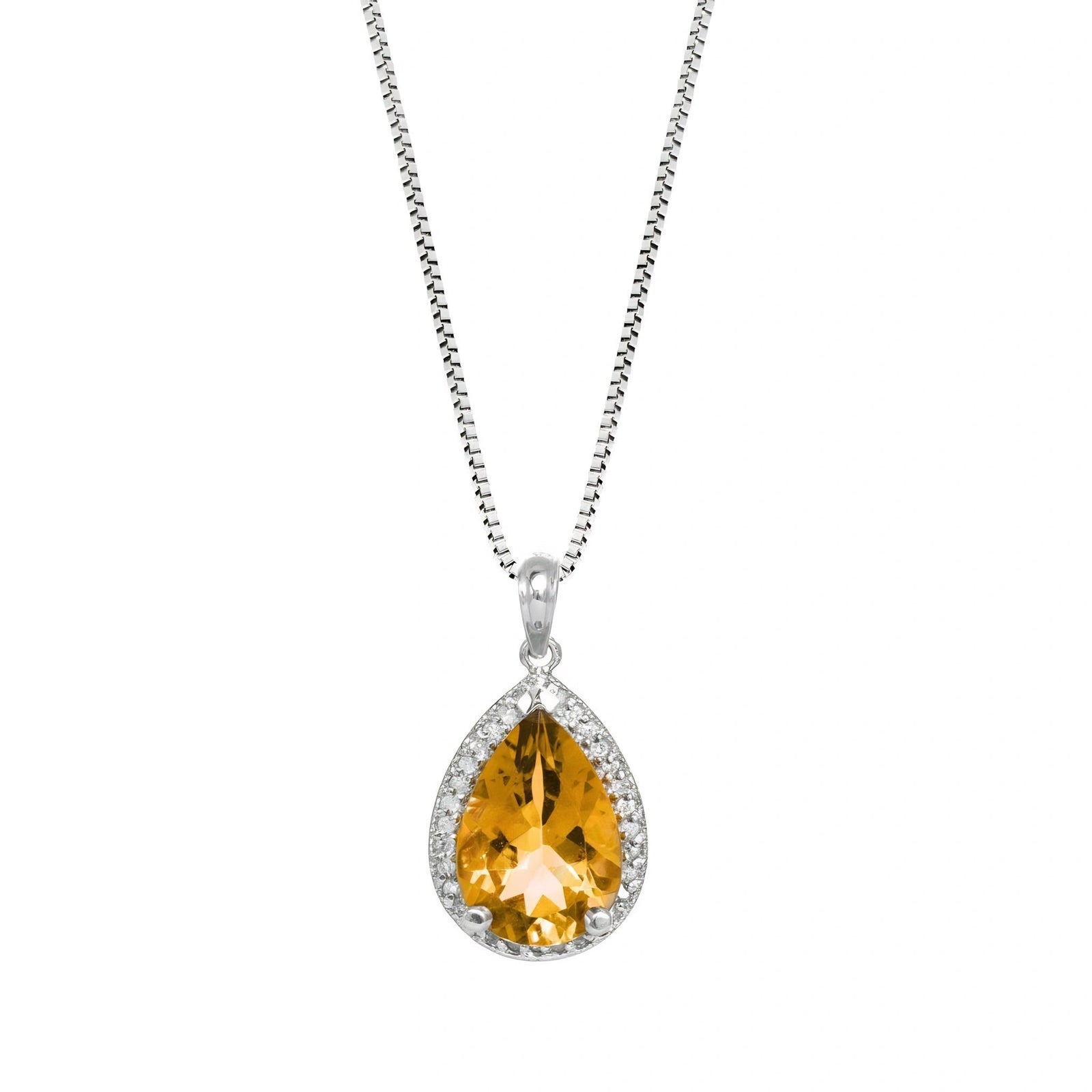 White Gold Pendant Necklace Citrine 10K — Carmen