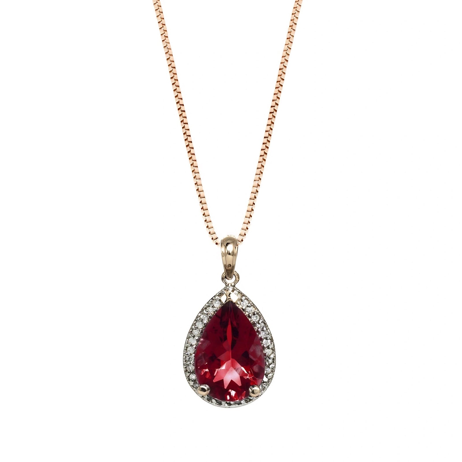 Rose Gold Pendant Necklace Garnet 10K — Carmen