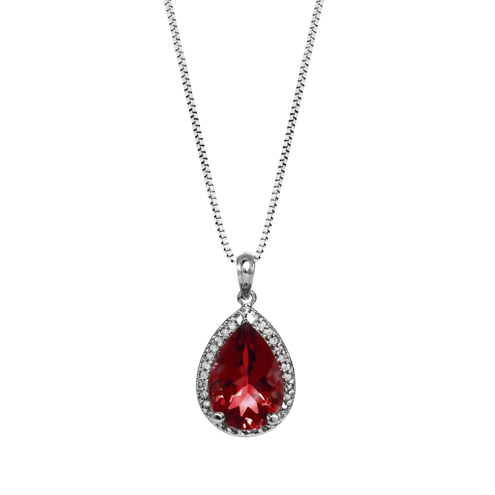 White Gold Pendant Necklace Garnet 10K — Carmen