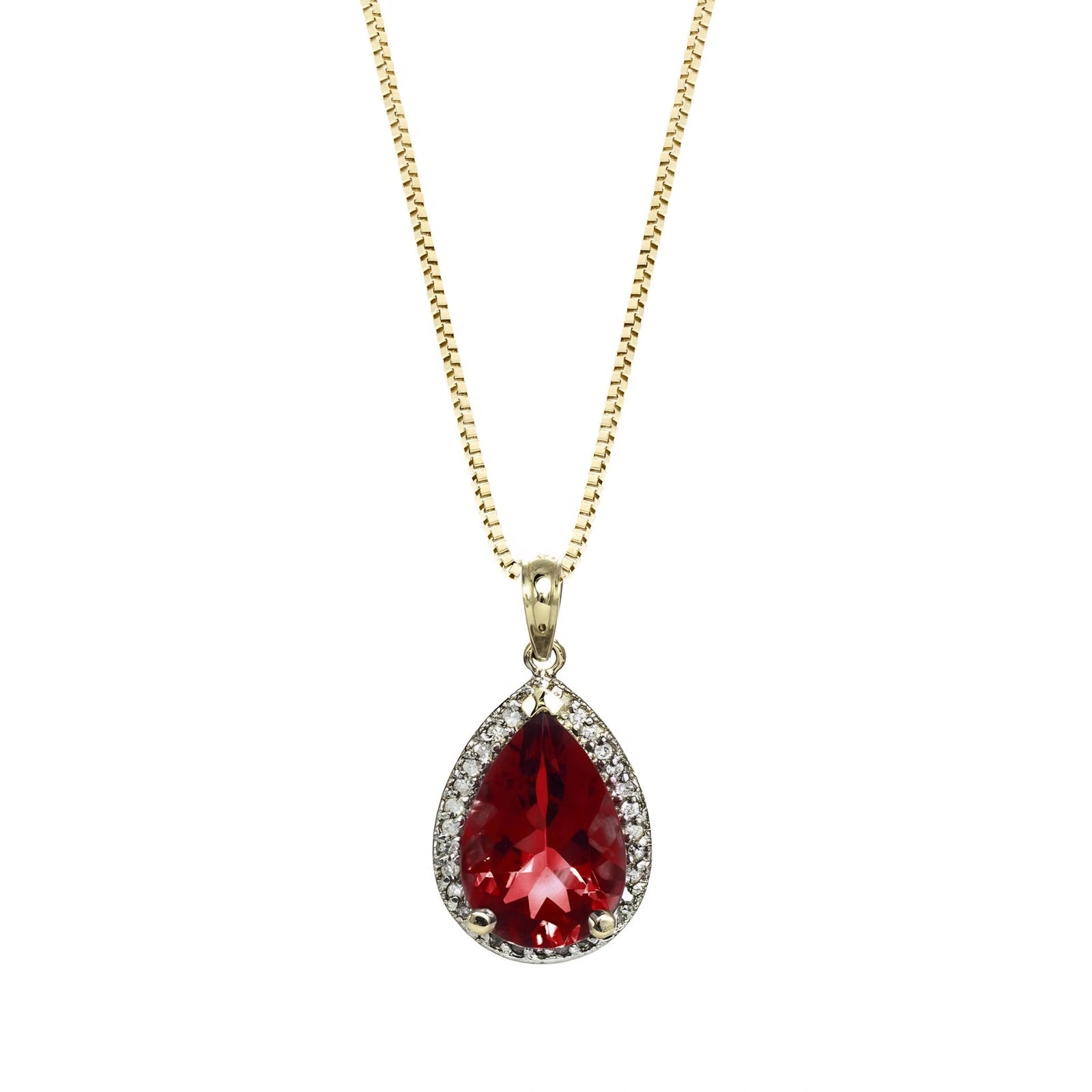 Yellow Gold Pendant Necklace Garnet 10K — Carmen