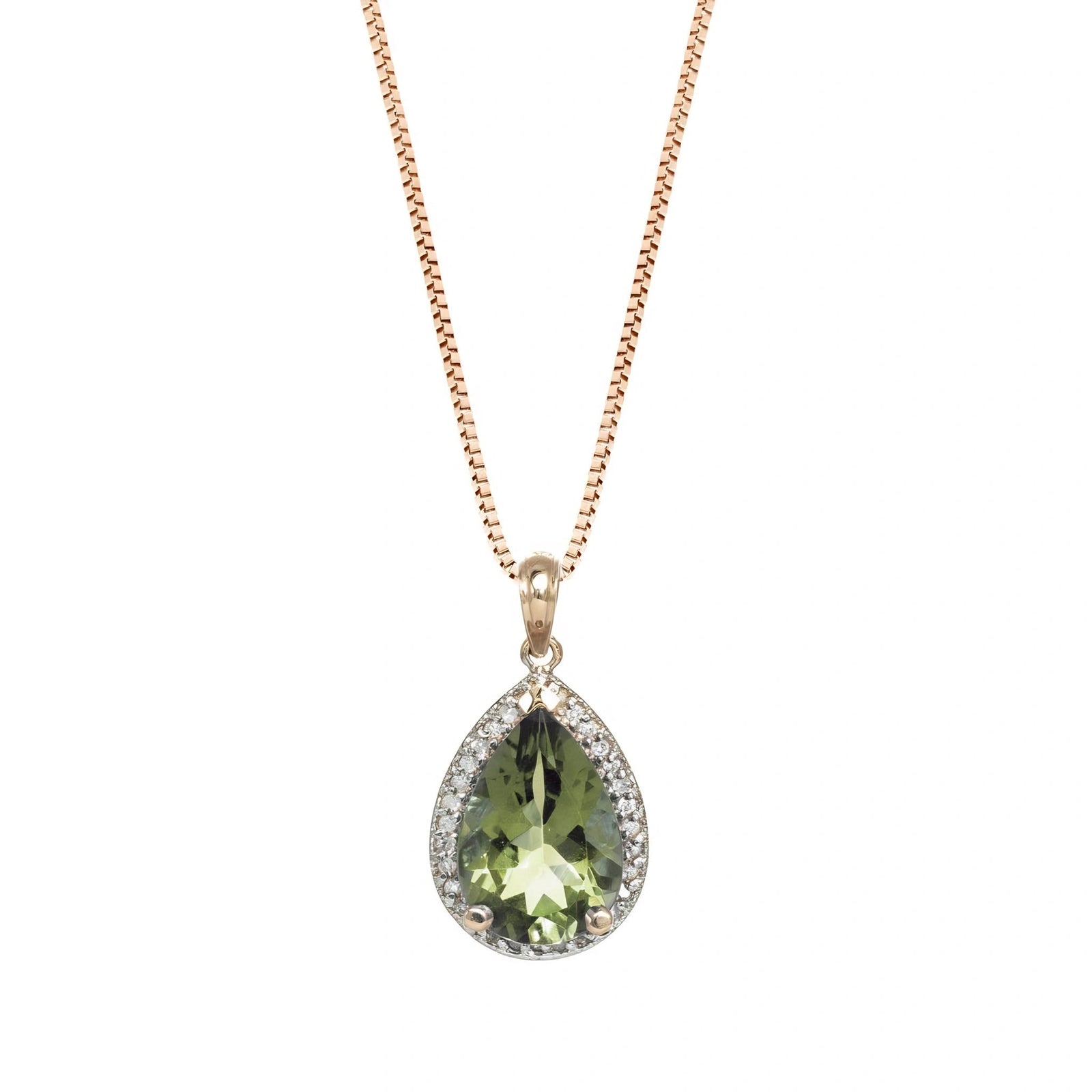 Rose Gold Pendant Necklace Green Amethyst 10K — Carmen