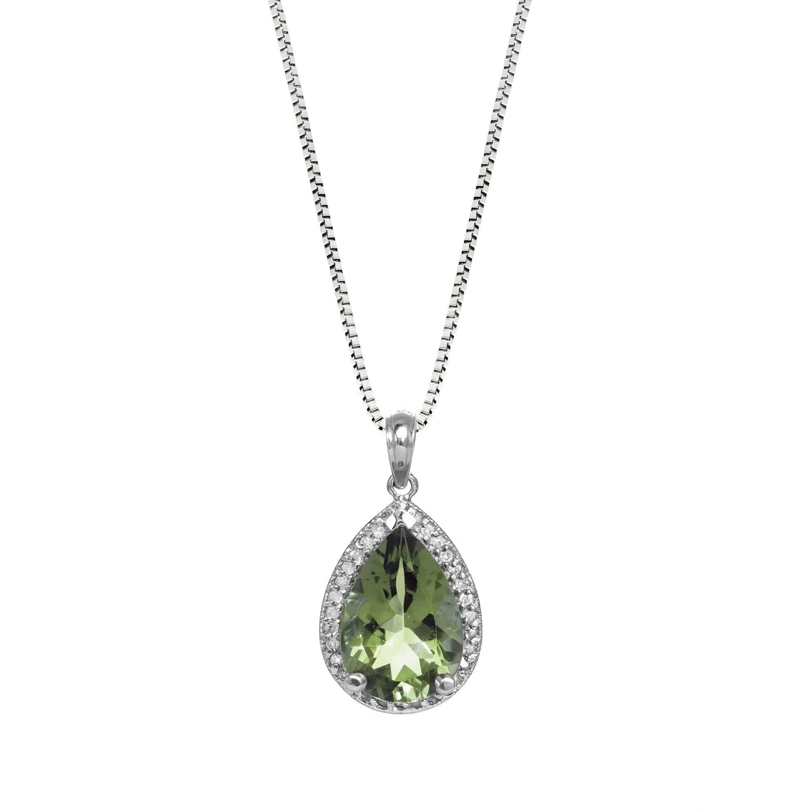 White Gold Pendant Necklace Green Amethyst 10K — Carmen