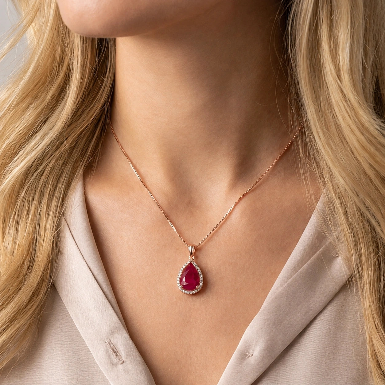 Rose Gold Pendant Necklace Ruby 10K — Carmen