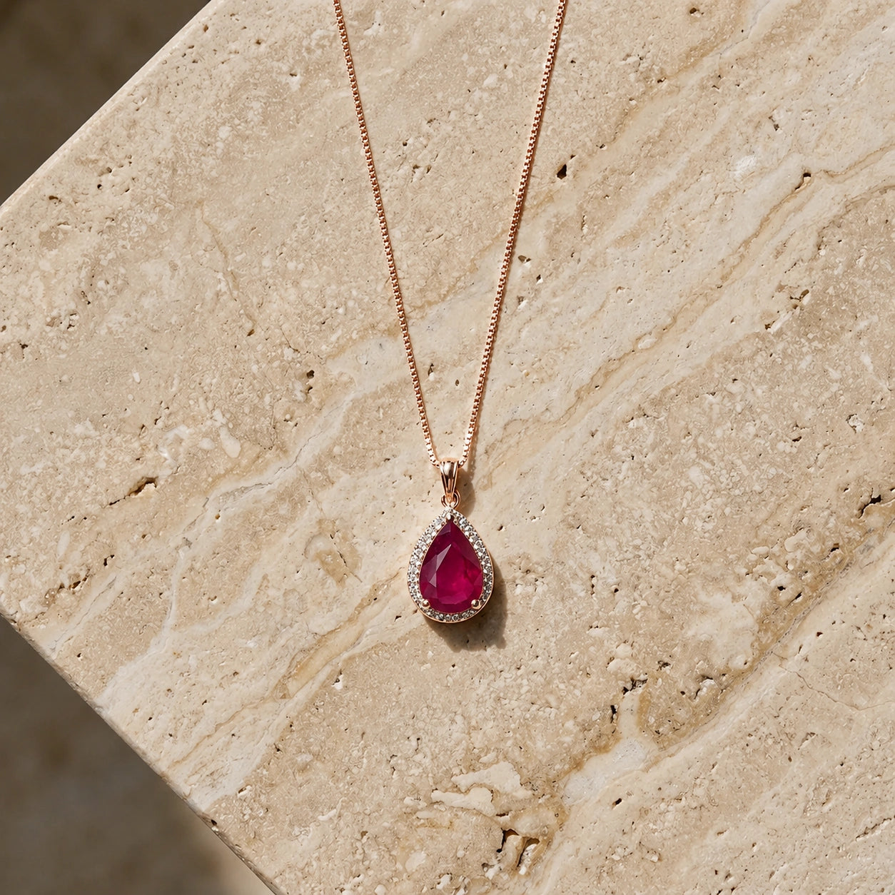 Rose Gold Pendant Necklace Ruby 10K — Carmen