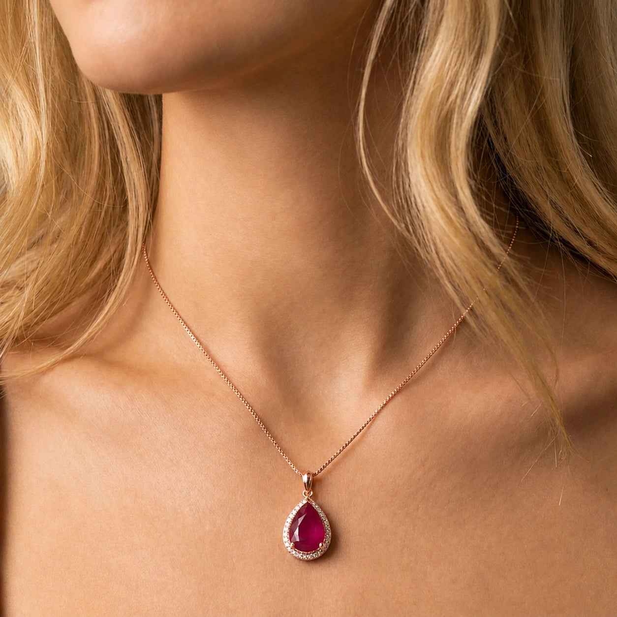 Rose Gold Pendant Necklace Ruby 10K — Carmen