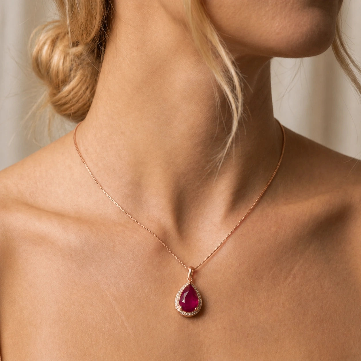Rose Gold Pendant Necklace Ruby 10K — Carmen