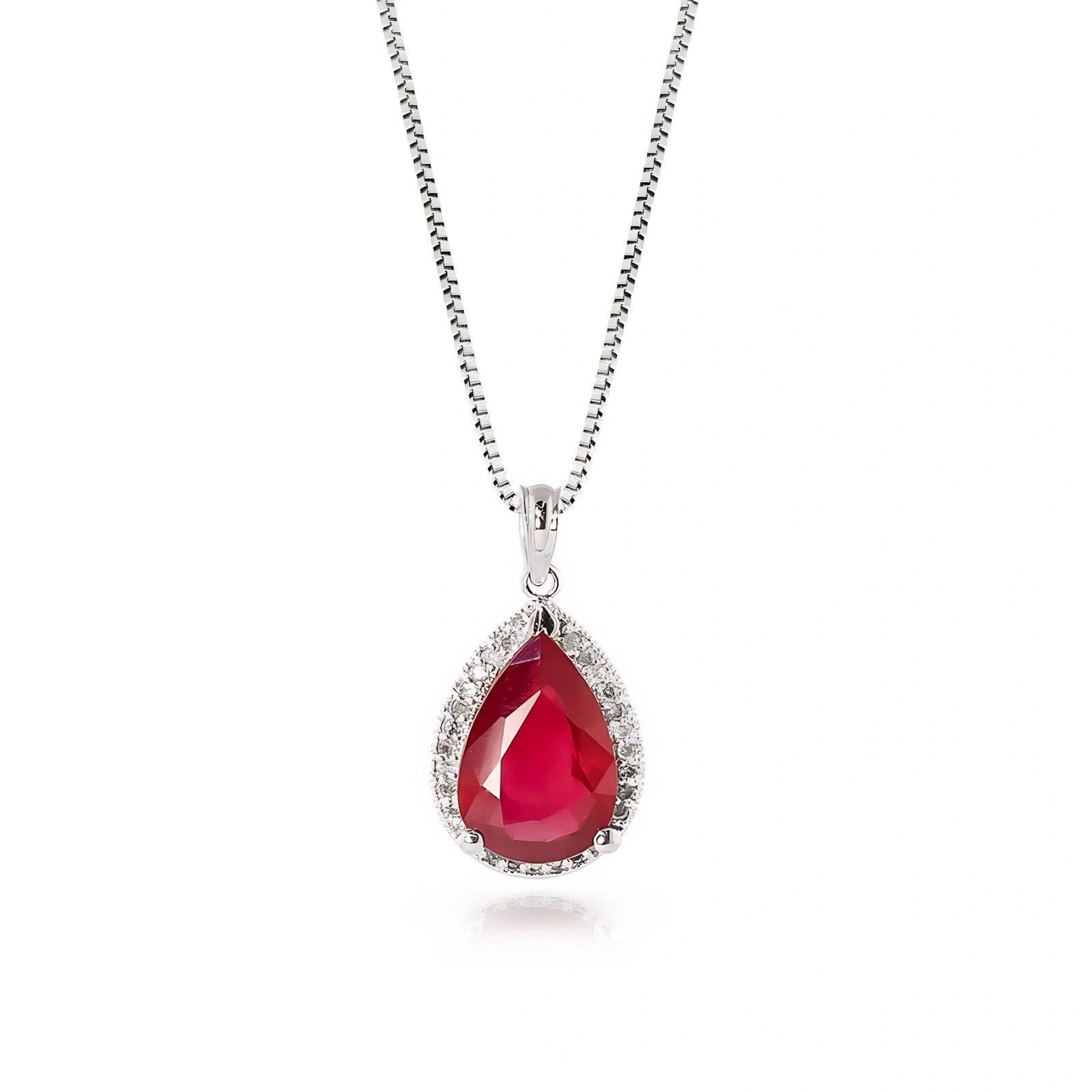 White Gold Pendant Necklace Ruby 10K — Carmen