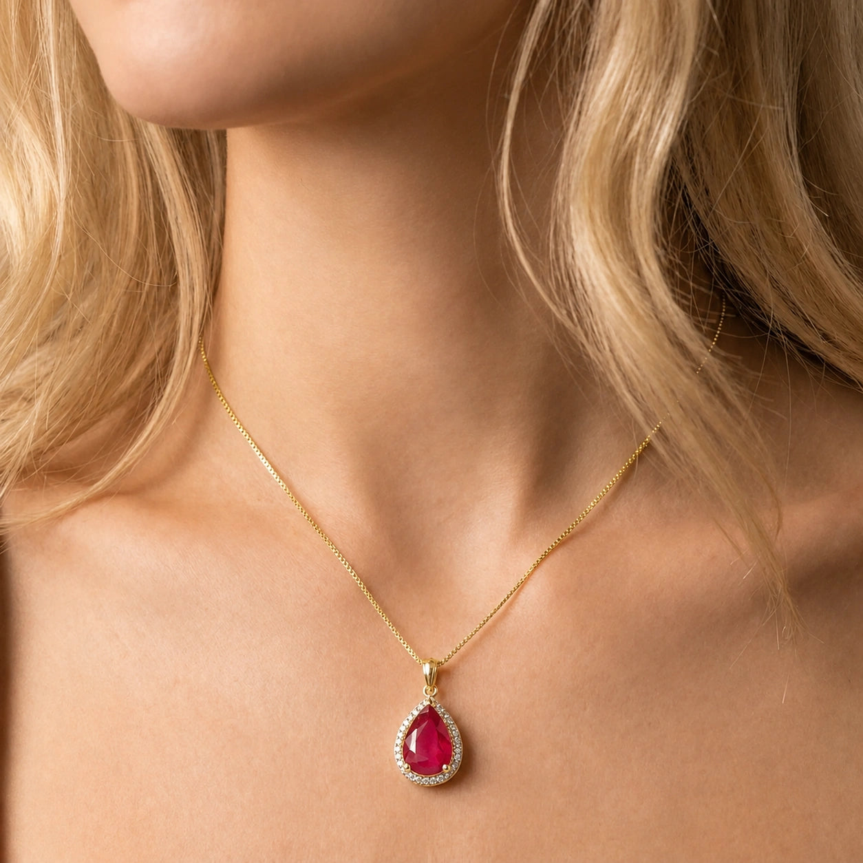 Yellow Gold Pendant Necklace Ruby 10K — Carmen