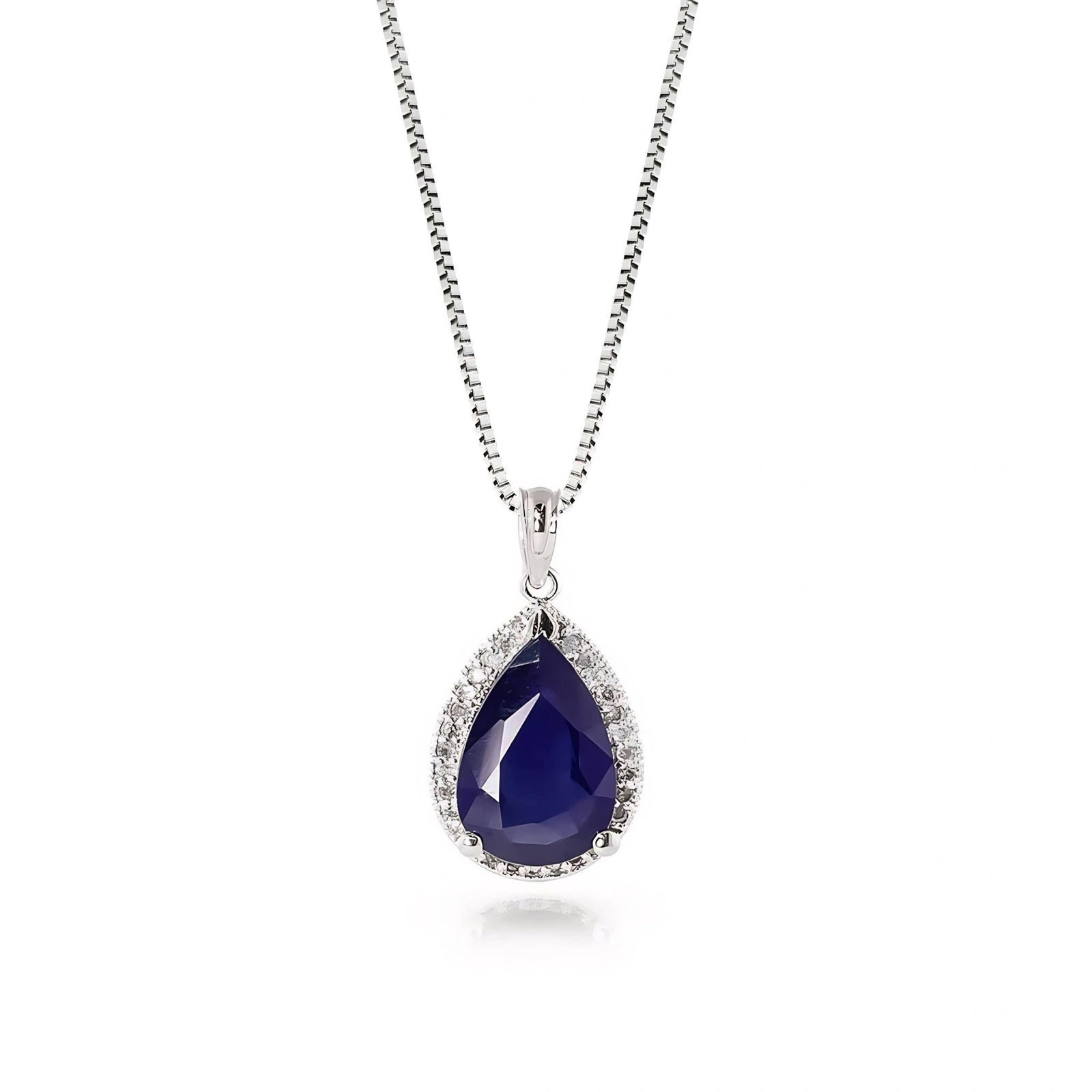 White Gold Pendant Necklace Sapphire 10K — Carmen