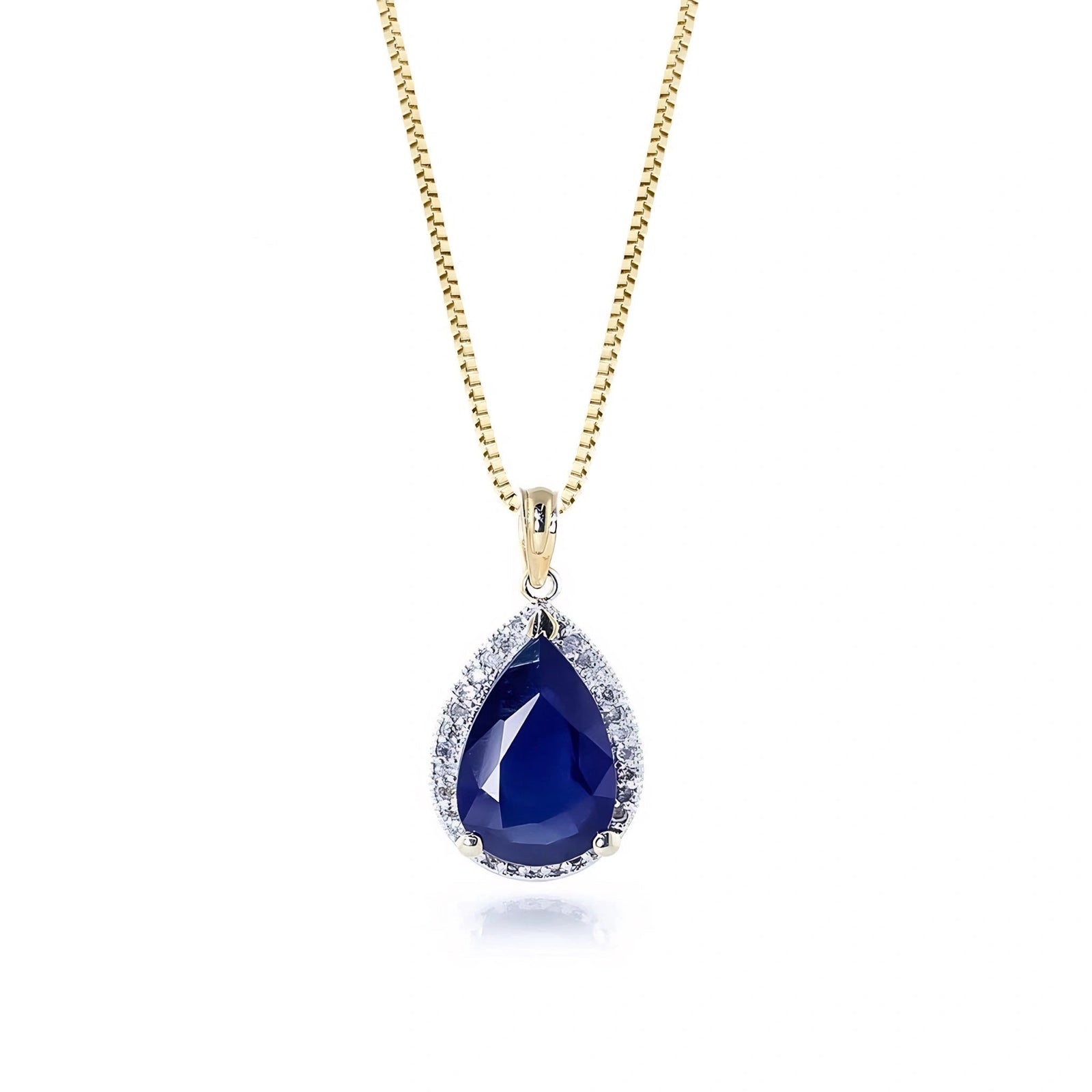 Yellow Gold Pendant Necklace Sapphire 10K — Carmen
