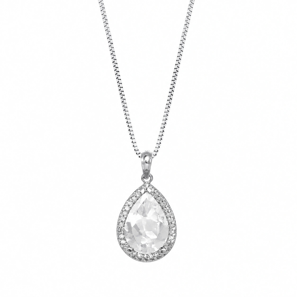White Gold Pendant Necklace White Topaz 10K — Carmen
