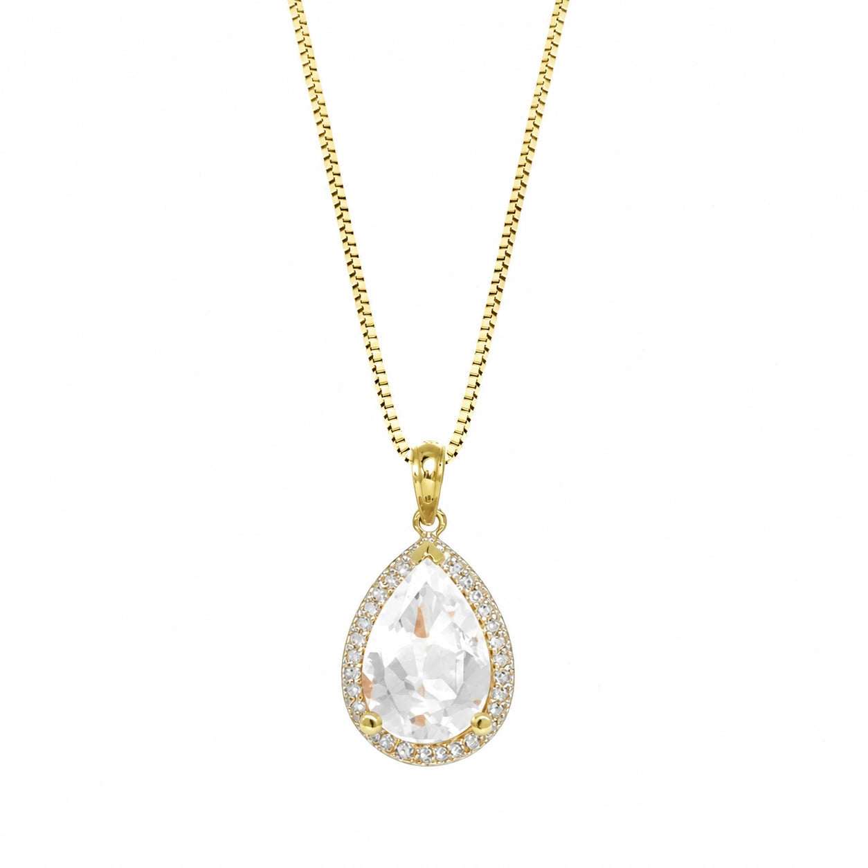 Yellow Gold Pendant Necklace White Topaz 10K — Carmen