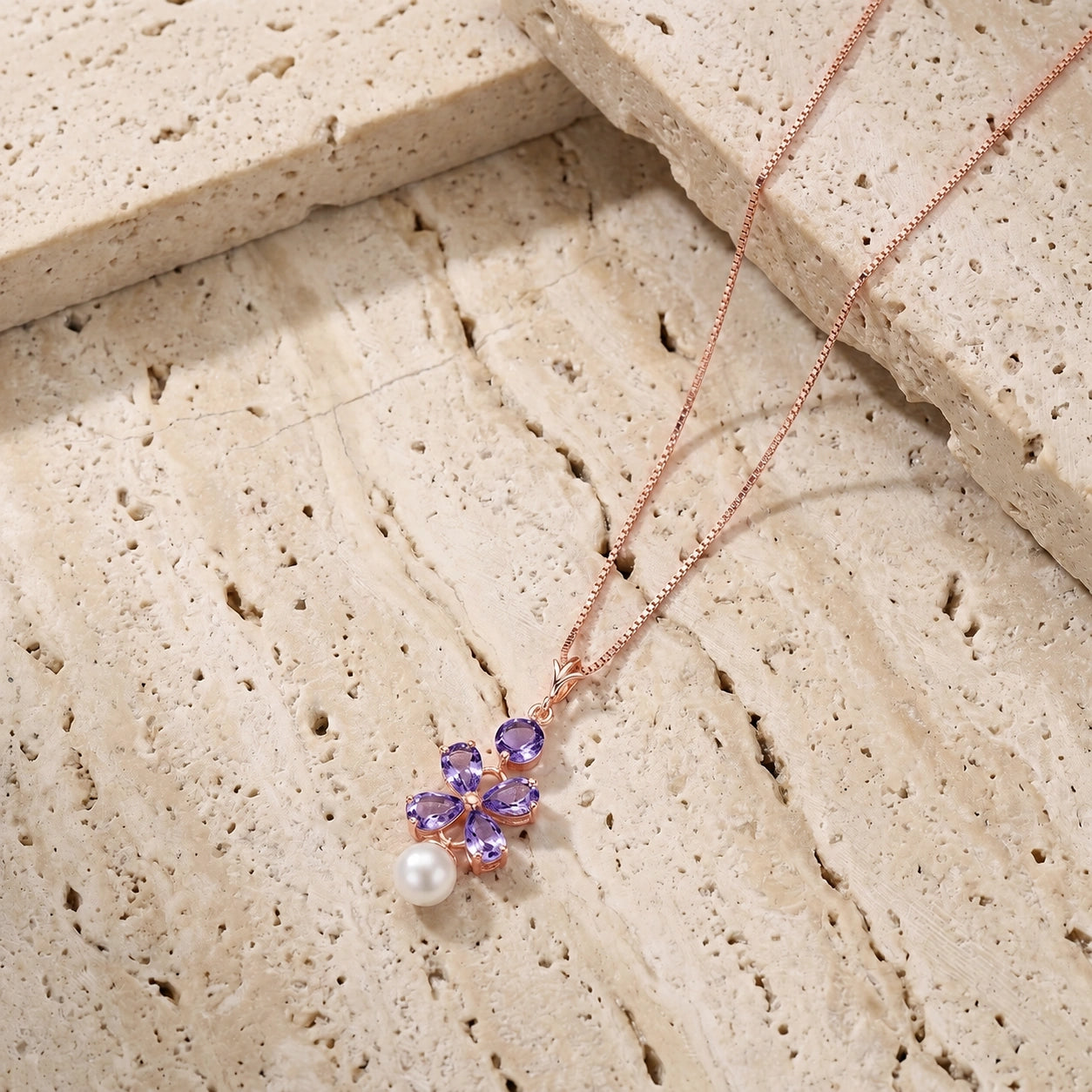 Rose Gold Pearl & Amethyst — Amantina
