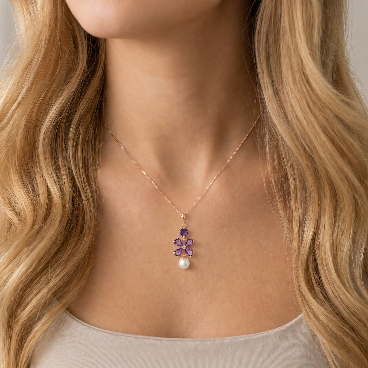 Rose Gold Pearl & Amethyst — Amantina
