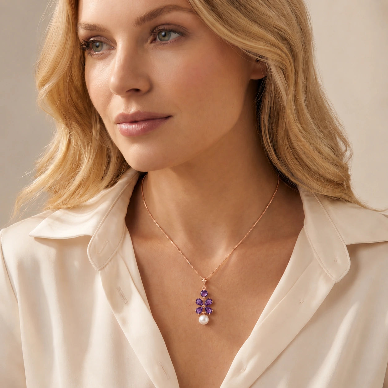Rose Gold Pearl & Amethyst — Amantina