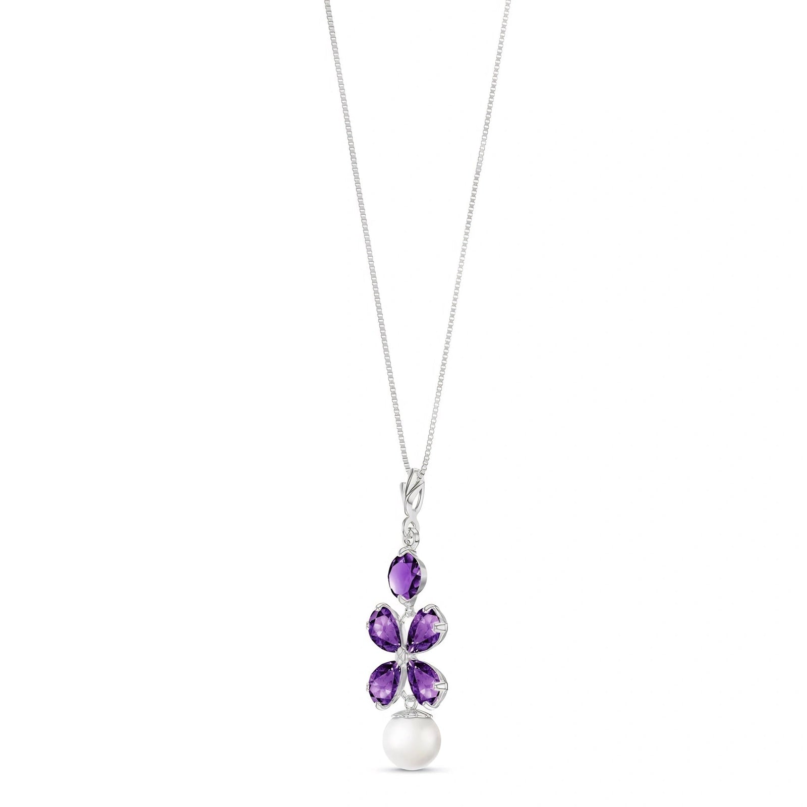 White Gold Pearl & Amethyst — Amantina