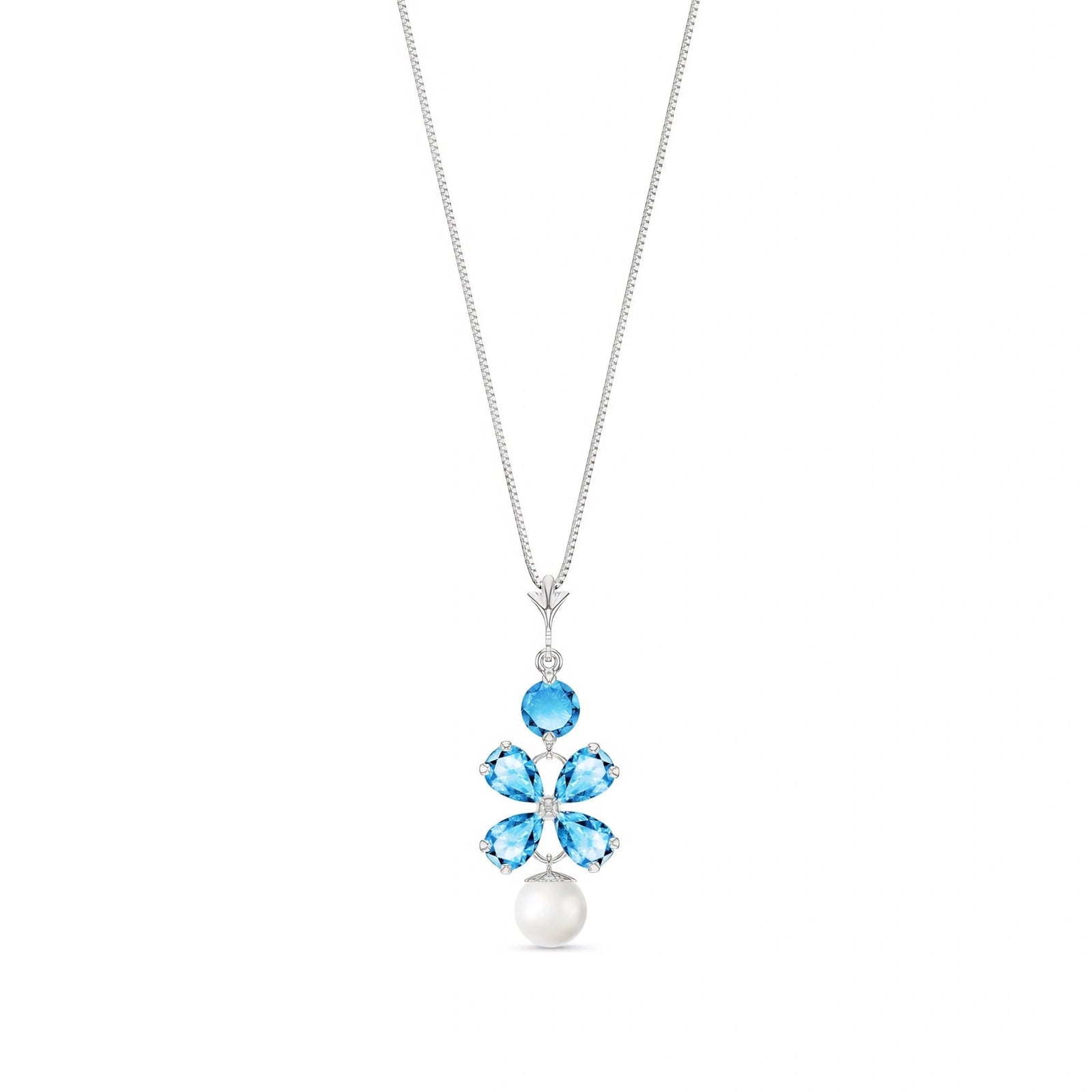 White Gold Pearl & Blue Topaz — Amantina