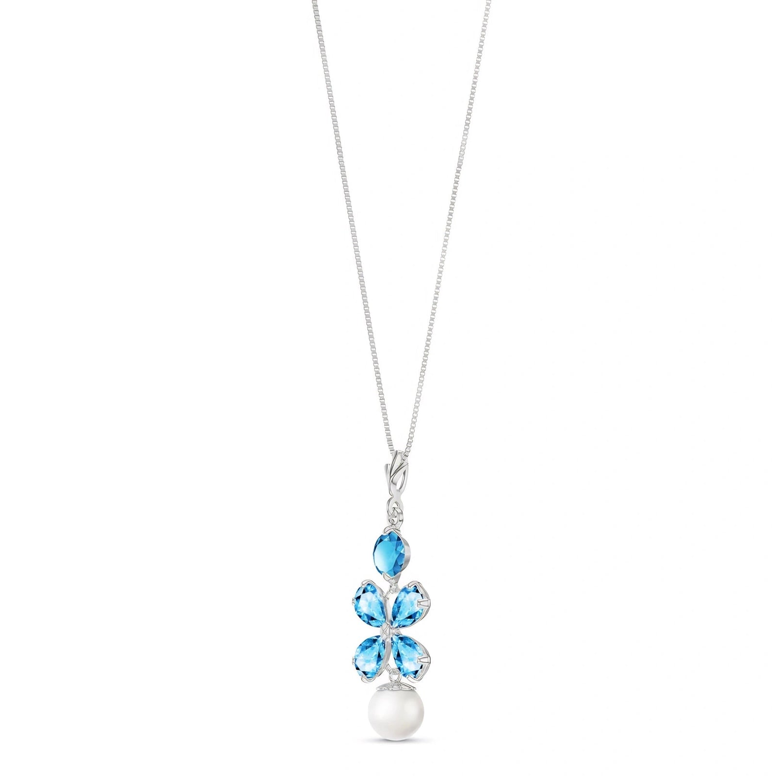 White Gold Pearl & Blue Topaz — Amantina