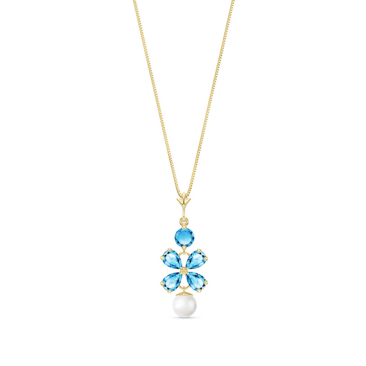 Yellow Gold Pearl & Blue Topaz — Amantina